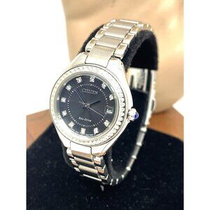 Citizen Women's Watch EW2551-52E Eco Drive Crystals Accent Black Dial Solar 26mm